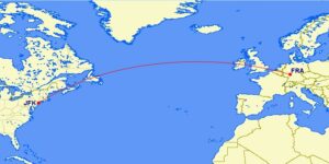 map of route from JFK to FRA