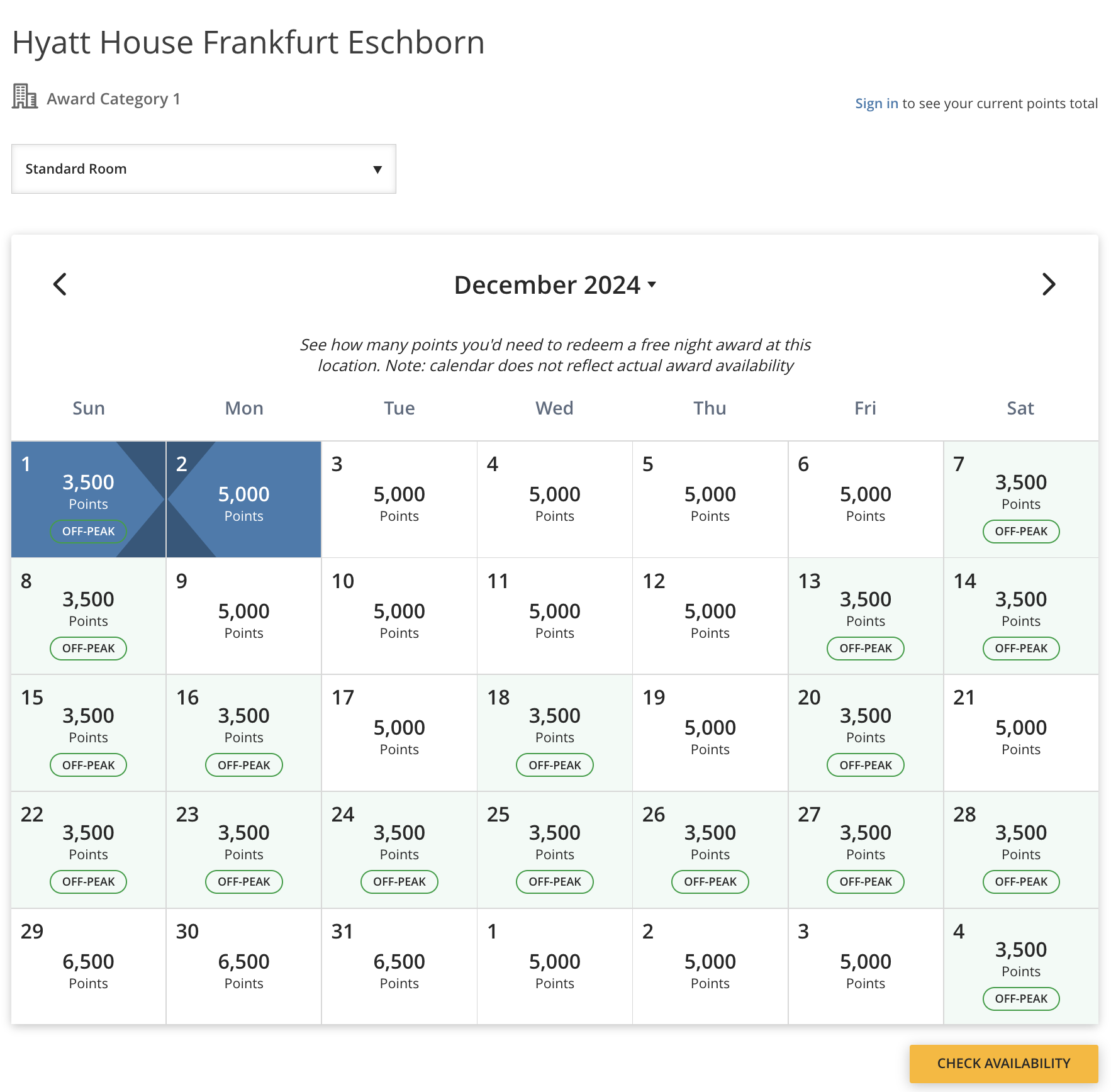 Hyatt House Frankfurt Eschborn award calendar
