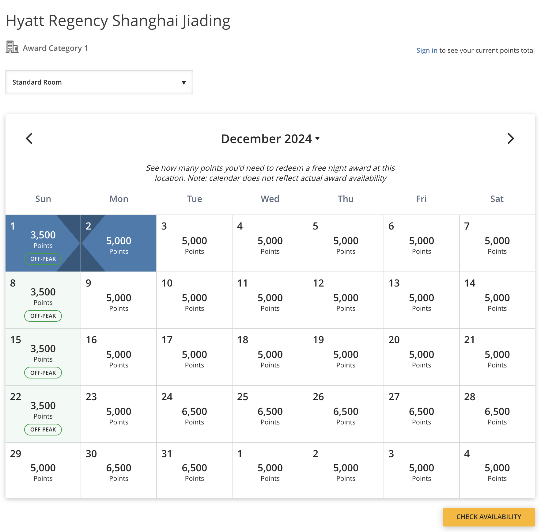 Hyatt Regency Shanghai Jiading award calendar