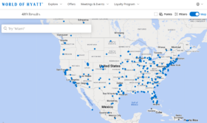 Map of Hyatt House and Hyatt Place locations across North America
