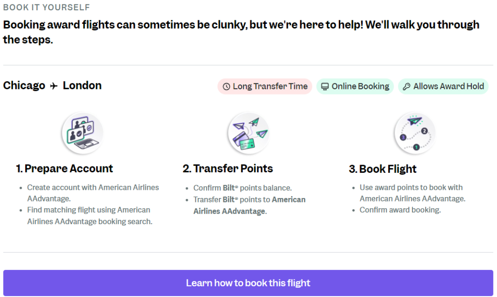 Point.me How to Book example
