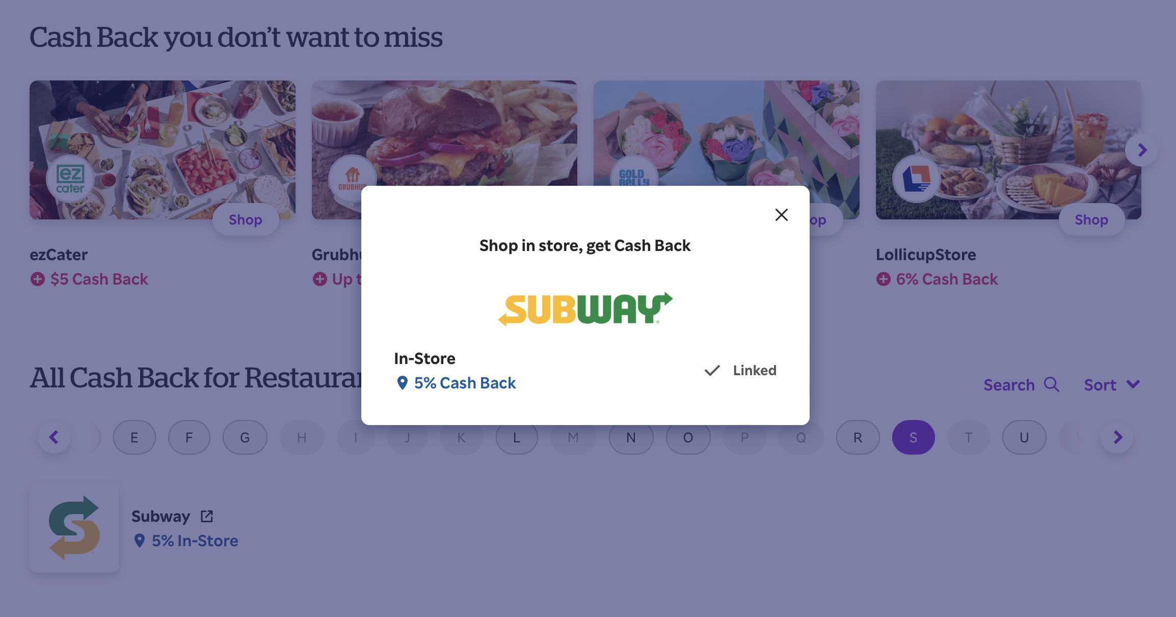 Rakuten offer for Subway