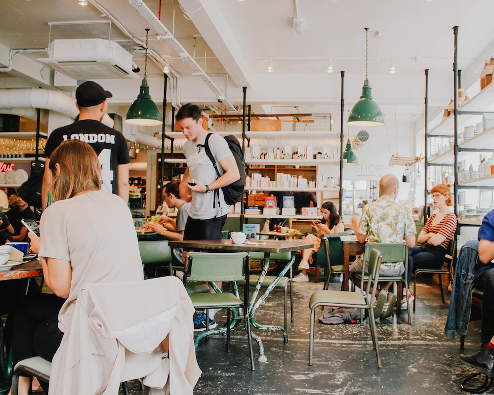 inside of a busy café