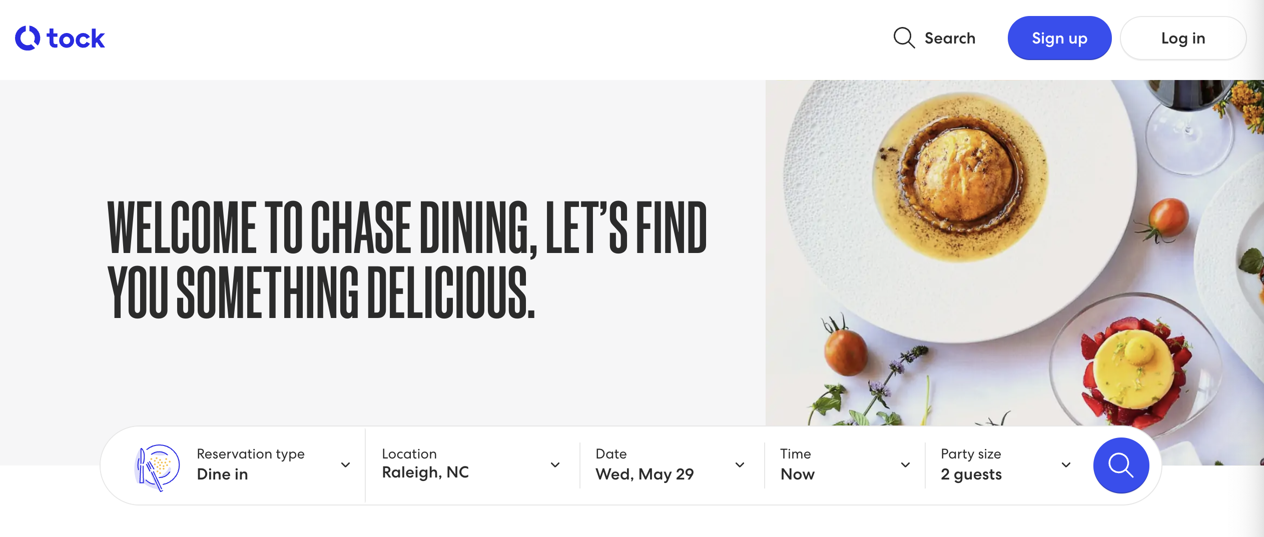 Chase Dining landing page