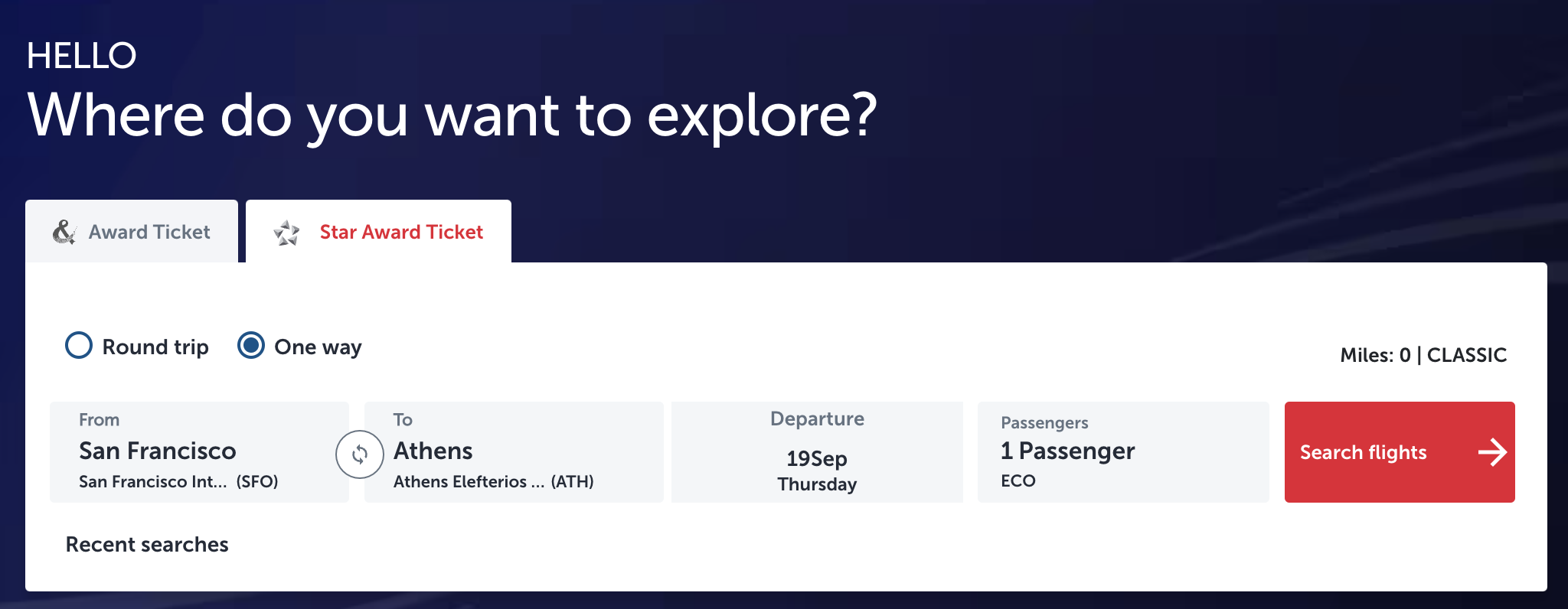Turkish Airlines award booking engine