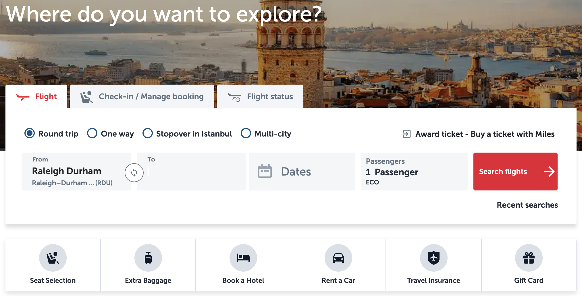 Turkish Airlines main booking engine