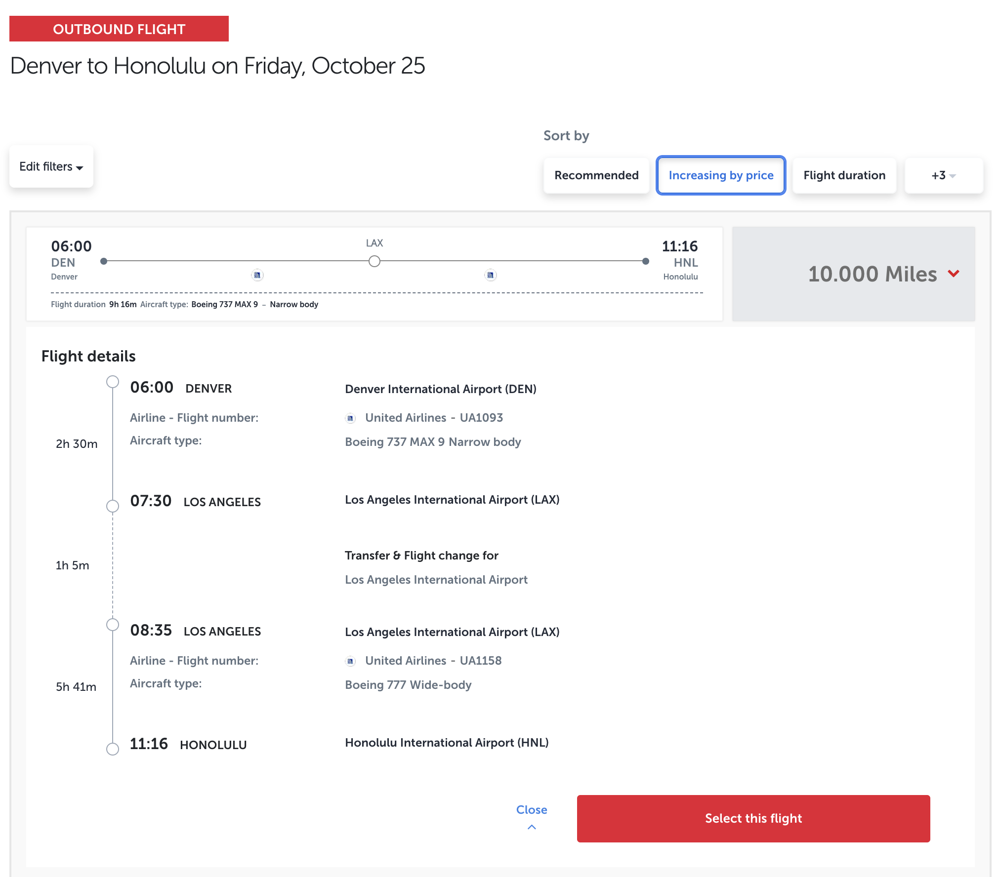 United award from DEN to HNL bookable through Turkish.
