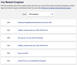 AutoSlash coupon list