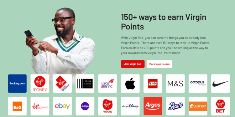 Screen shot of Virgin Red's Earning Page