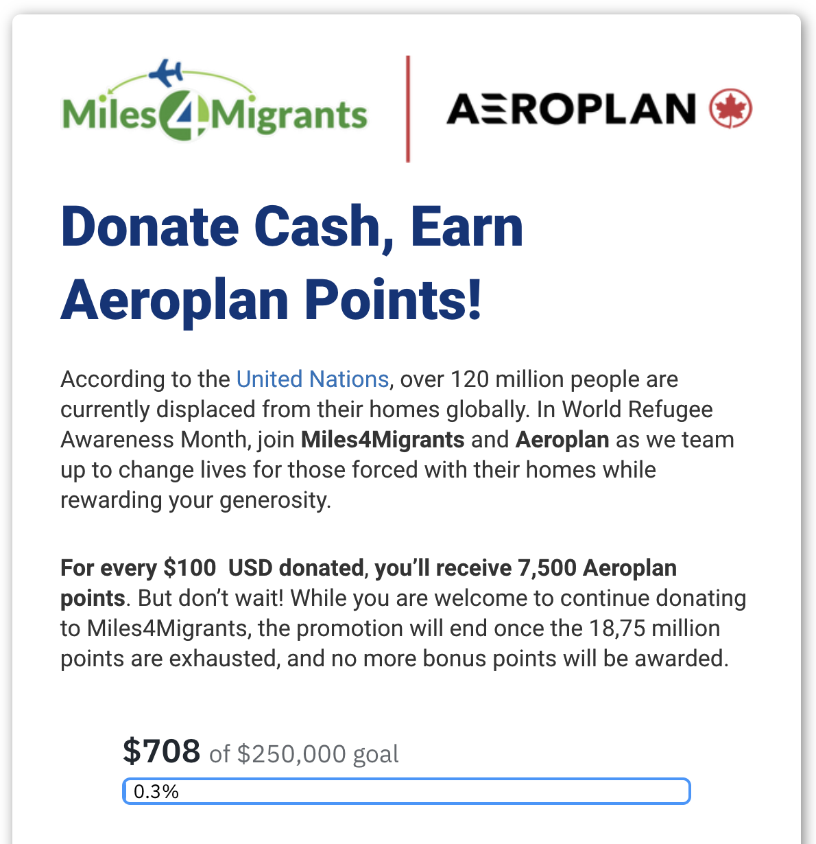 Miles4Migrants Campaign banner.