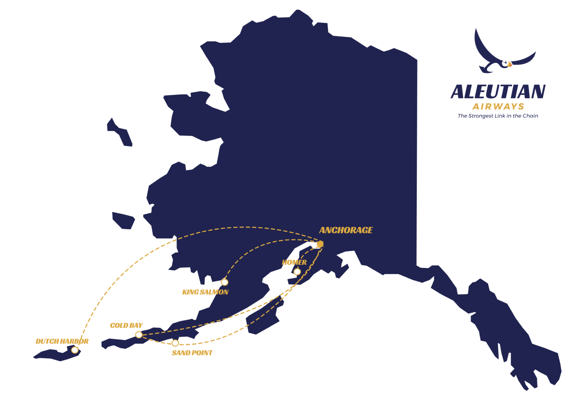 Aleutian Airways route map.