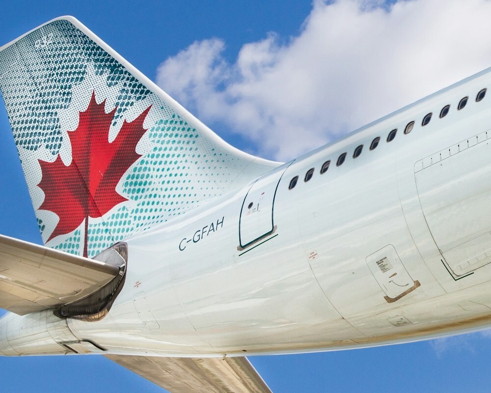 Close-up of an Air Canada A330 tail.