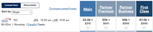 Alaska miles redemption BA flight JFK-LHR with high taxes and fees