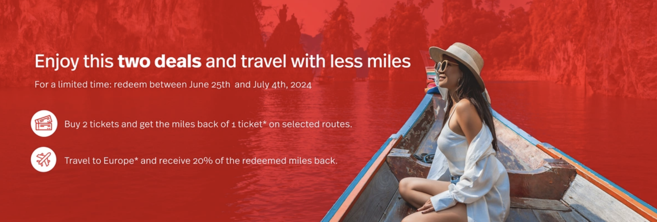 Avianca promo banner for BOGO tickets and 20% rebate.