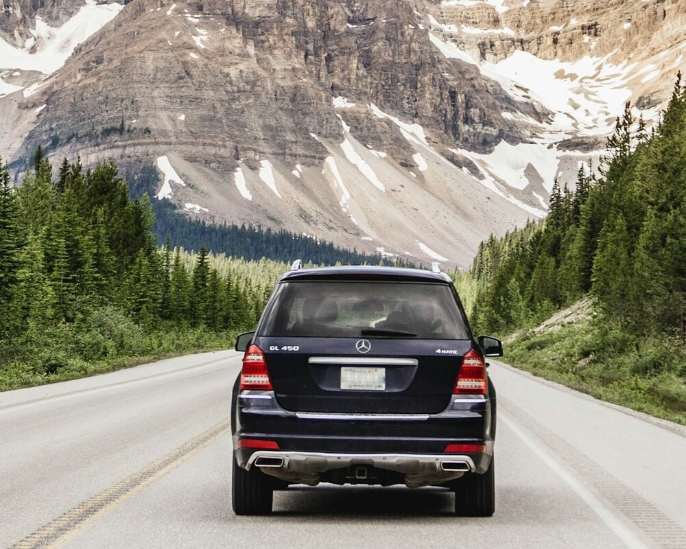 Car driving in Banff.