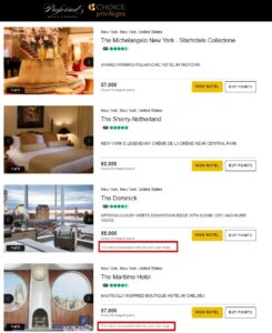 Choice Privileges Preferred hotels Date and location search