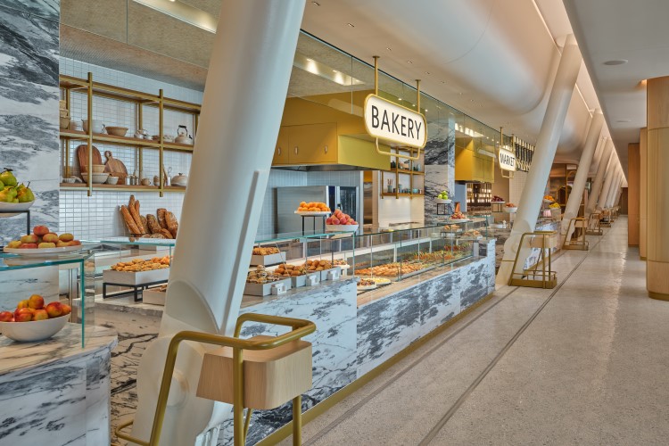 A photo of the Market and Bakery area of the Delta One Lounge at JFK