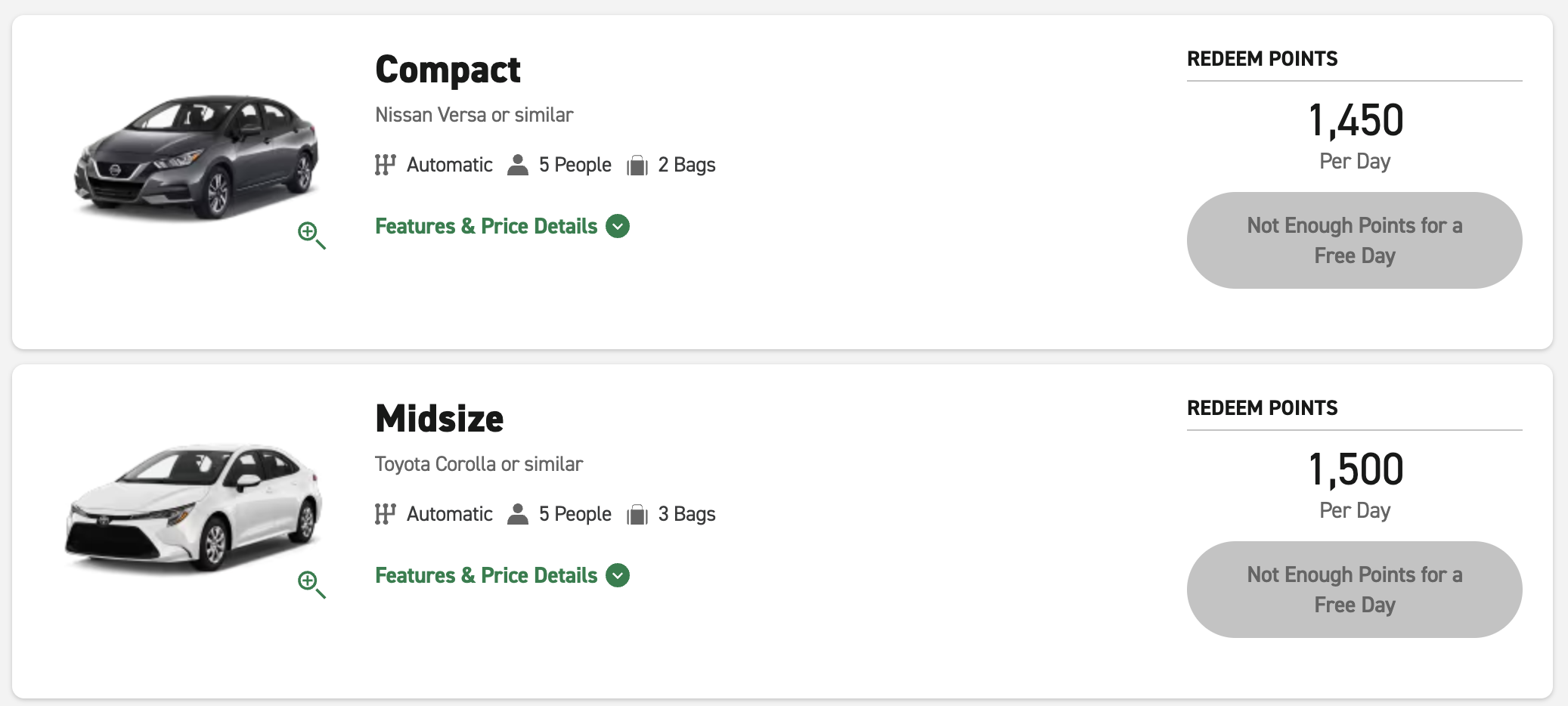 Enterprise free days for 1450 or 1500 points per day