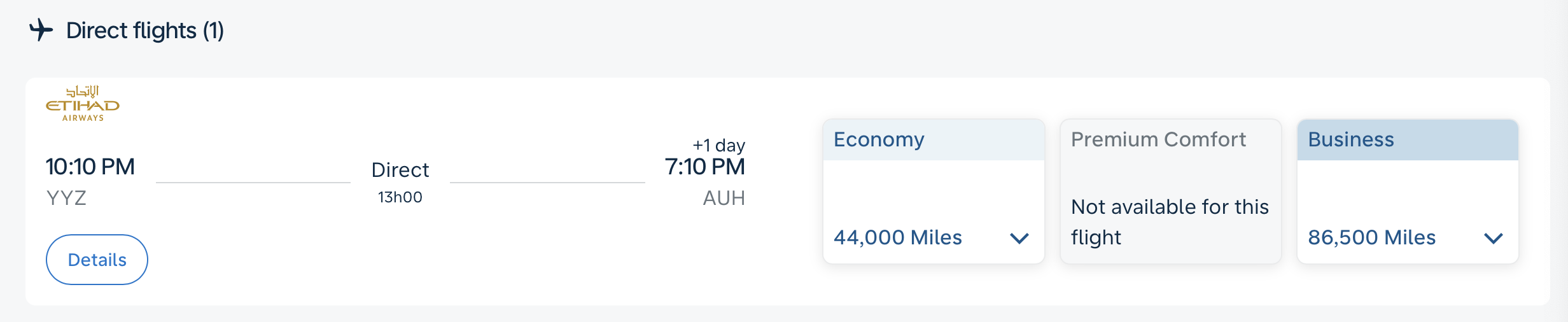 Etihad award bookable via Flying Blue