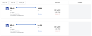 United itinerary from IAD to YUL.