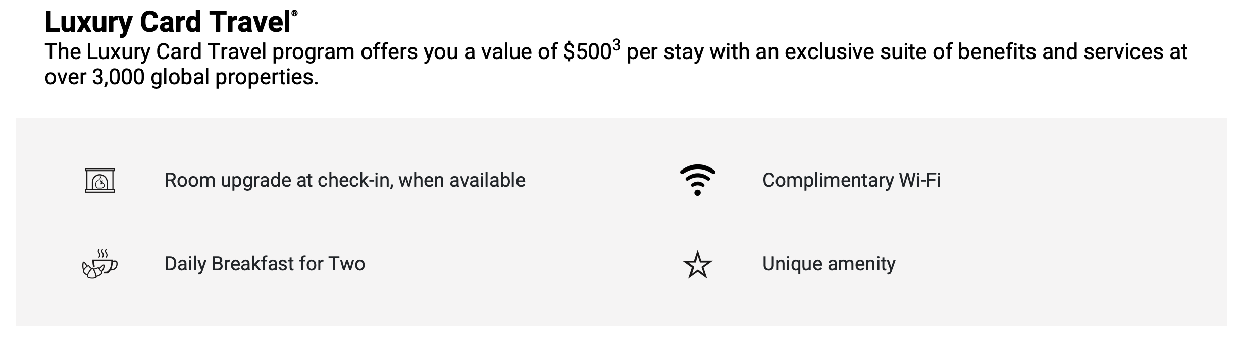 Luxury Card Travel program