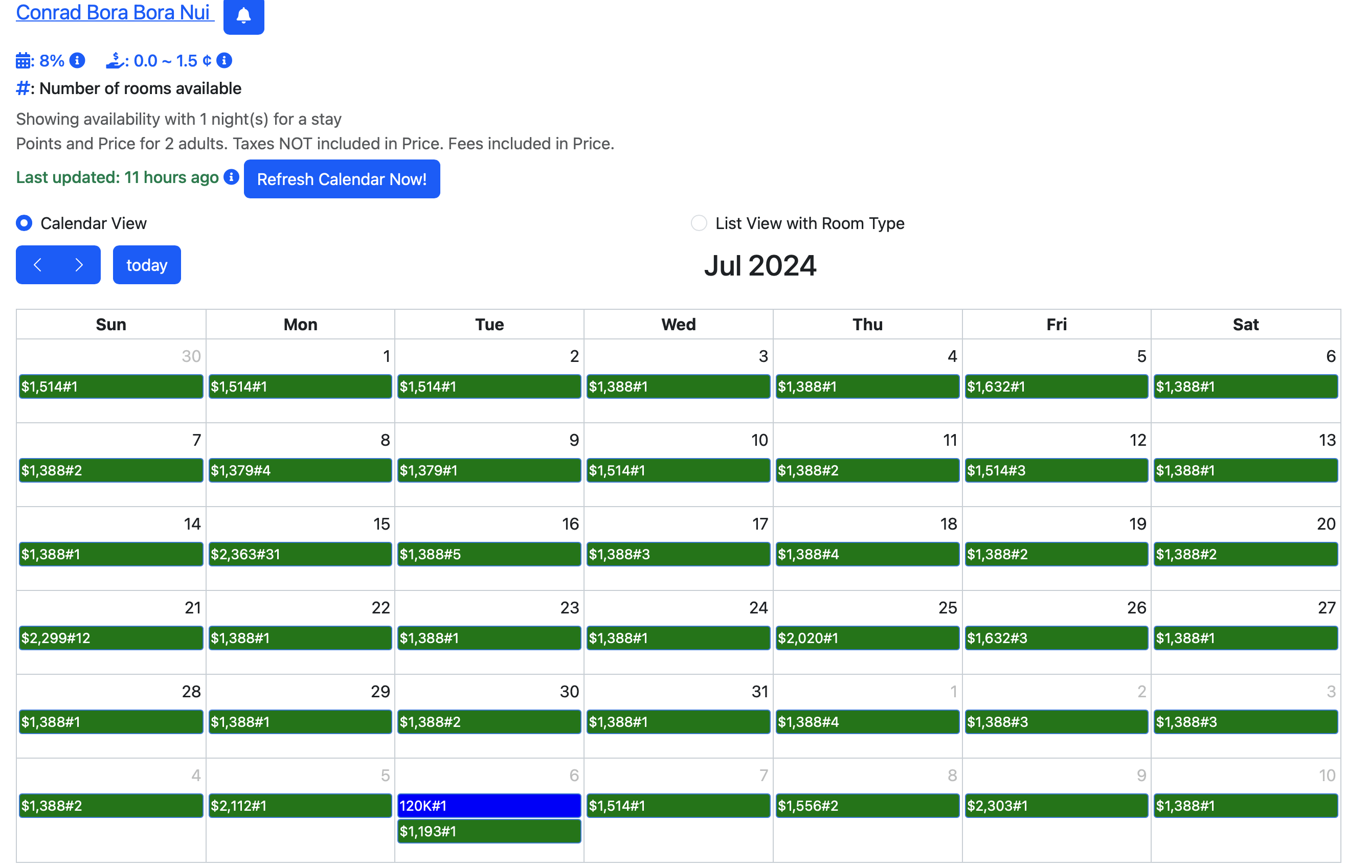 MaxMyPoint calendar view