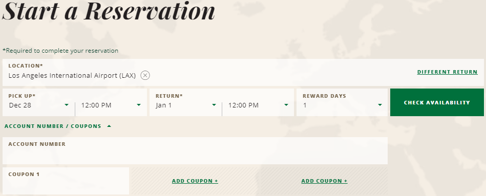 National Car Rental reservation for LAX with Free Day applied.