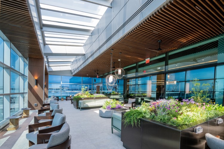 Photo of the terrace at the Delta One Lounge at JFK Airport