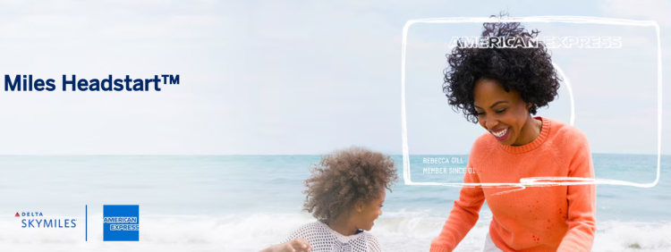 Screen shot from American Express website depicting the partnership with Delta for the Miles Headstart program