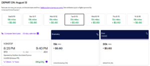 United award SFO-ACV for 15k miles