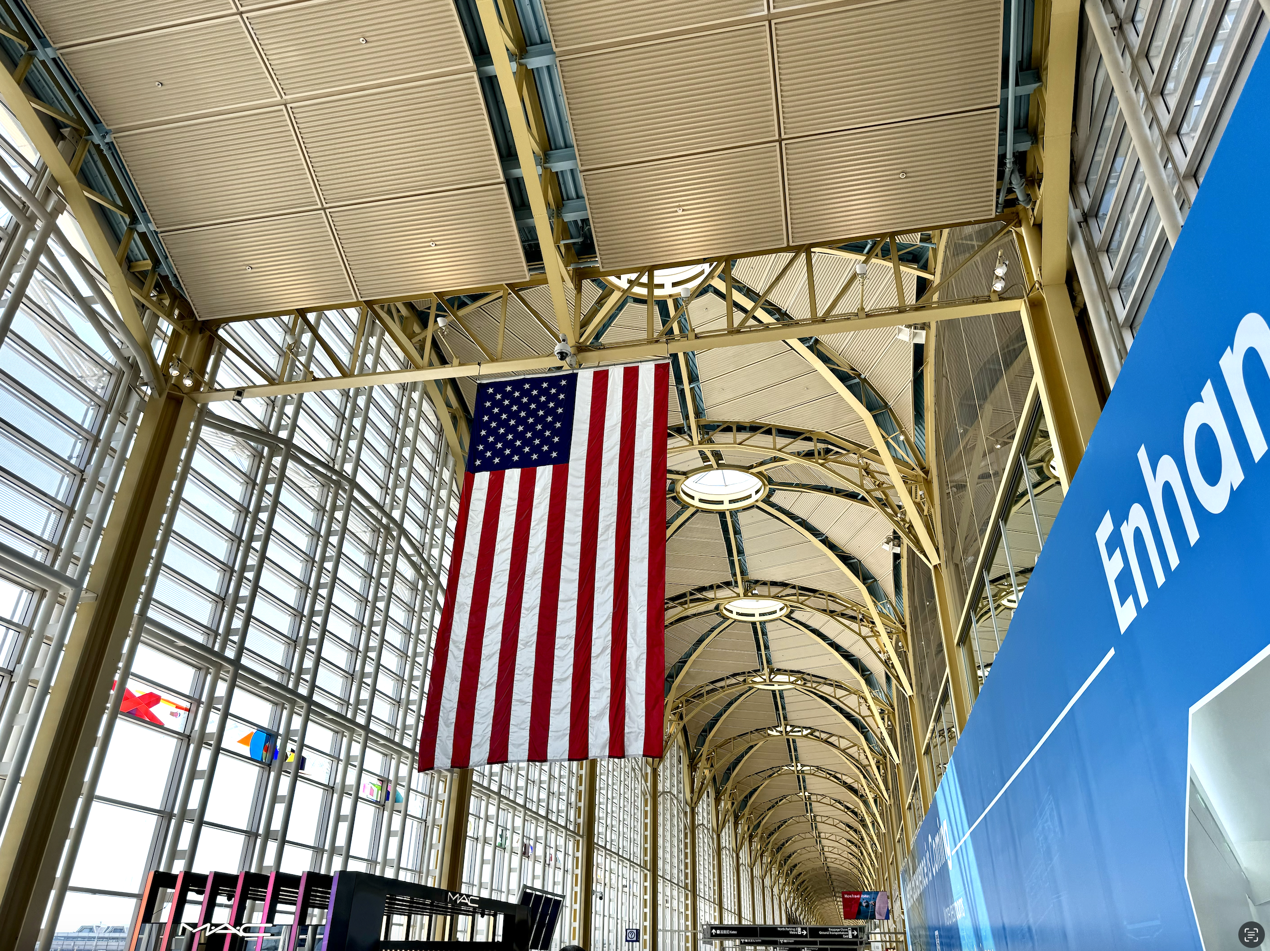American flag hanging in DCA