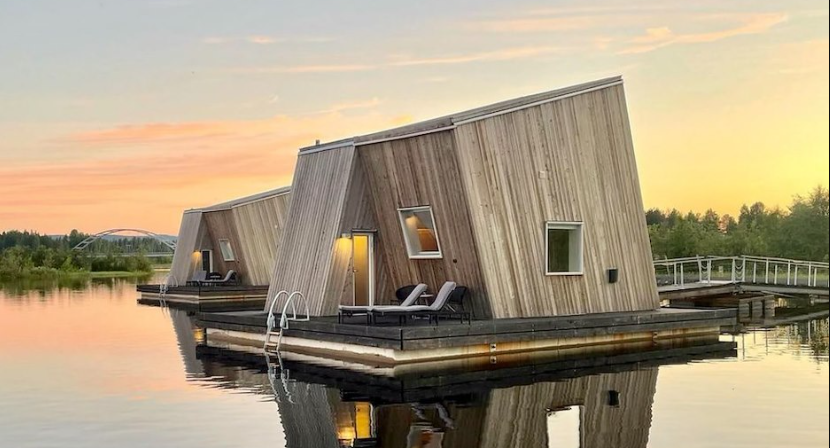 Water Cabin exterior at Arctic Bath.