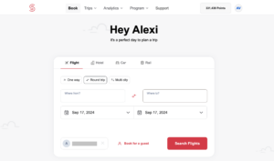 screenshot of travel search page in the Brex rewards portal