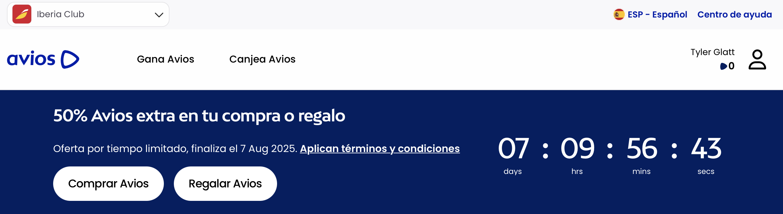 Iberia bonus miles sale banner.