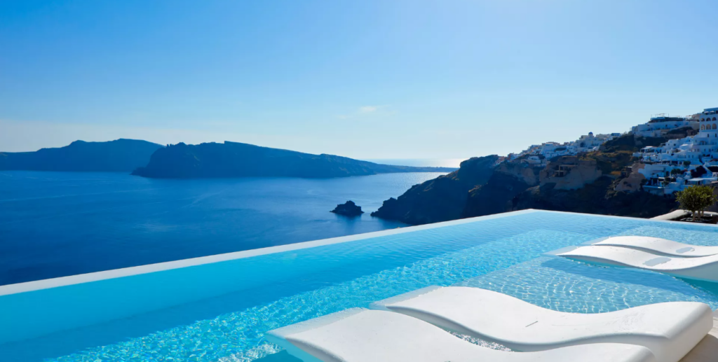 Infinity pool views at Canaves Oia Suites. Photo from Canaves Oia Suites website.