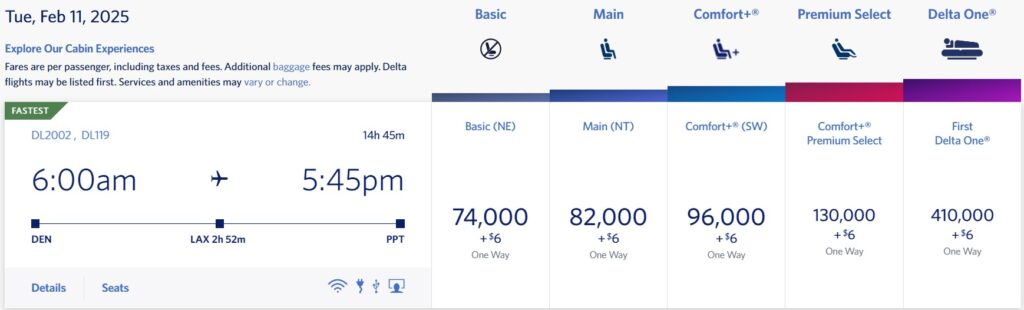 DEN to PPT 74k Points with Delta Example