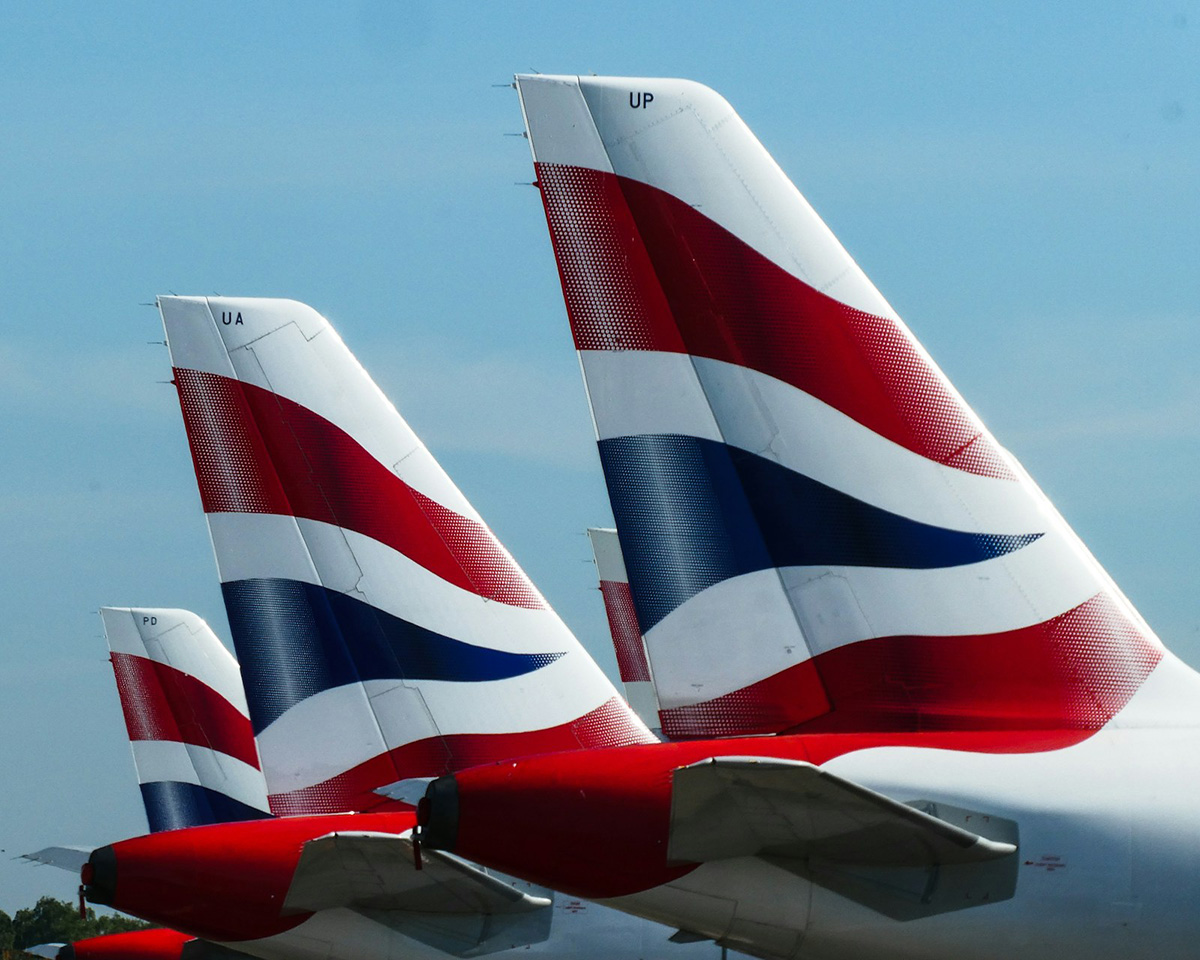 British Airways Tail fins at Bournemouth airport