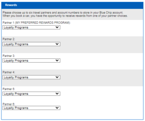 Thrifty Blue Chip sign-up page.