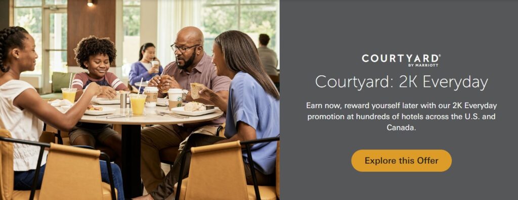 Marriott 2,000 Points at Courtyard Hotels Promotion