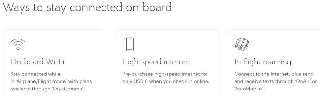 Qatar Airways Internet Options