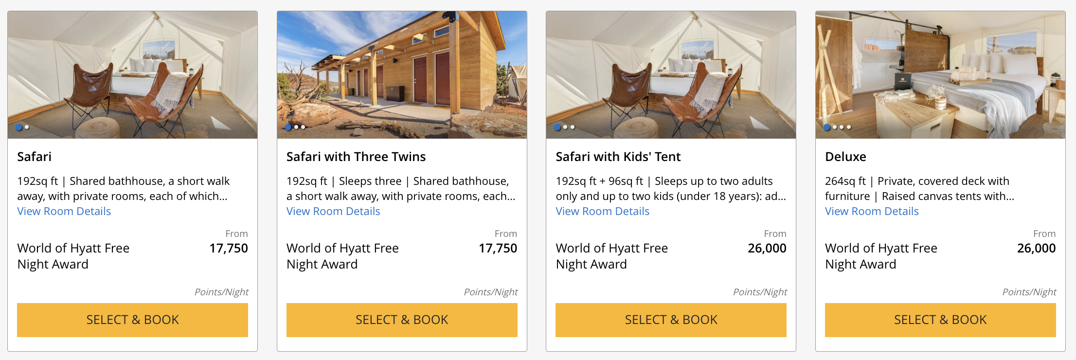 Redemption rates at the Under Canvas Moab.