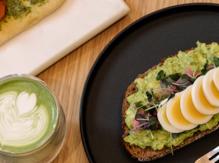 Avocado toast and Matcha latte from a Capital One Cafe