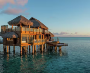 An overwater bungalow at the Conrad Bora Bora Nui