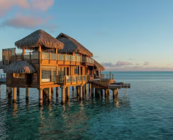An overwater bungalow at the Conrad Bora Bora Nui