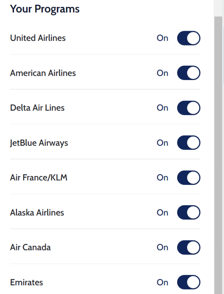 A screen shot shows the airline options for the Points Path browser extension