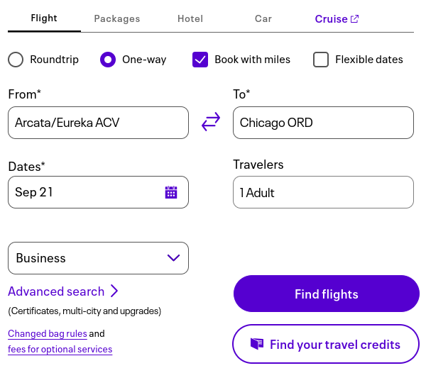 United booking widget