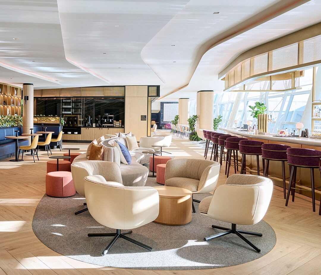 A photo showing the Chase Sapphire Lounge by The Club at New York-JFK Airport. This lounge is a partnership with Etihad Airways.