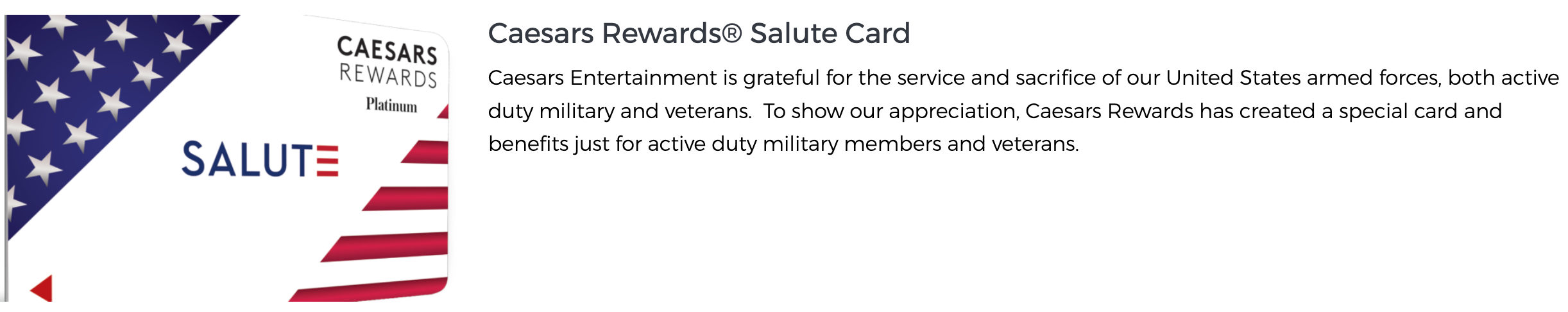 Caesars Rewards Salute Card