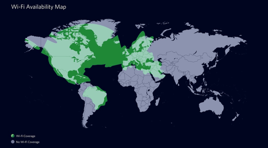 Delta Wi-Fi coverage map.