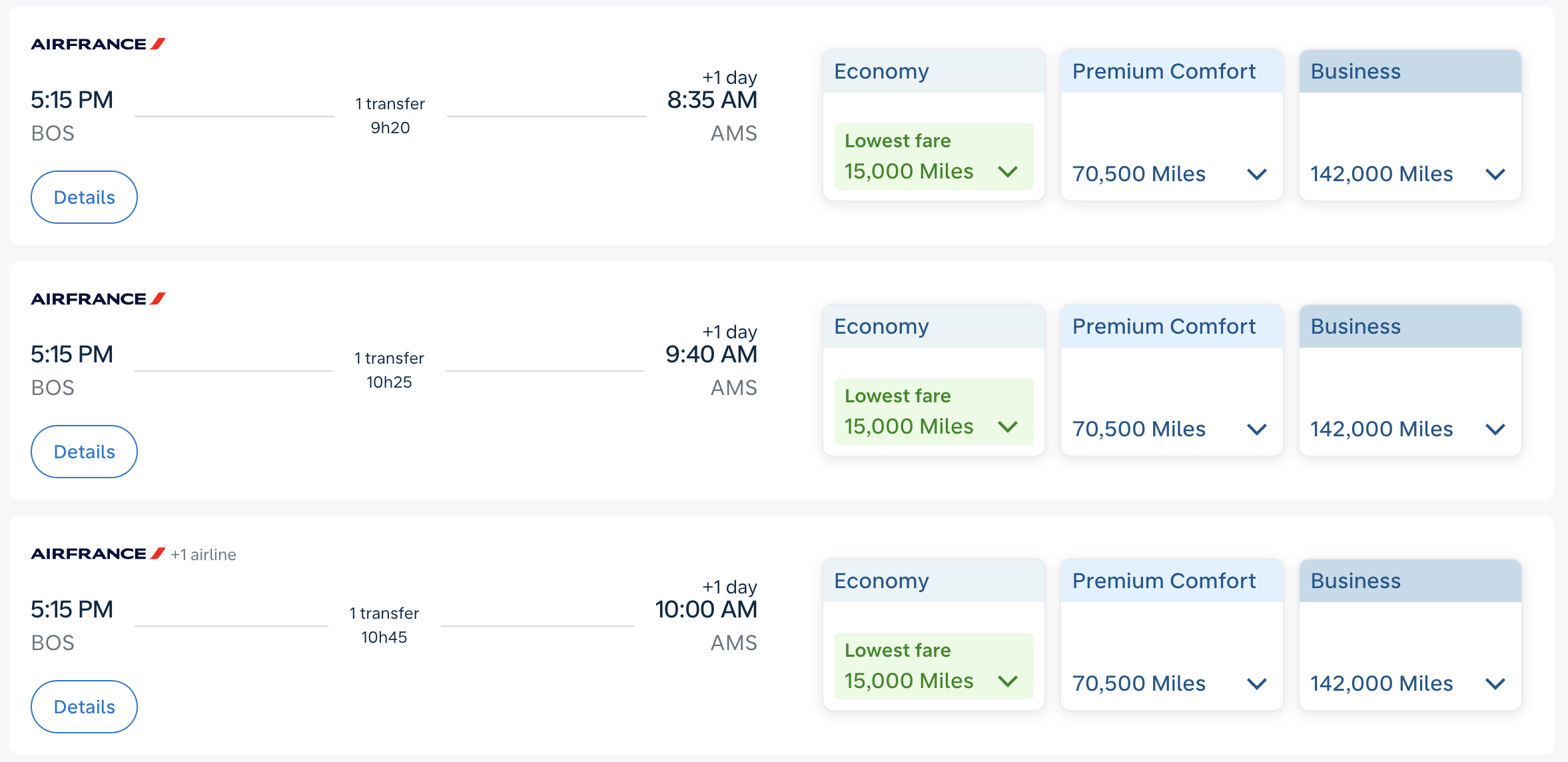 Flying Blue promo awards from Boston to Amsterdam.